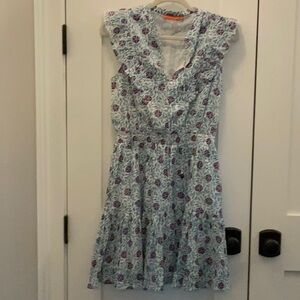 Floral Sleeveless Dress - Purple and White